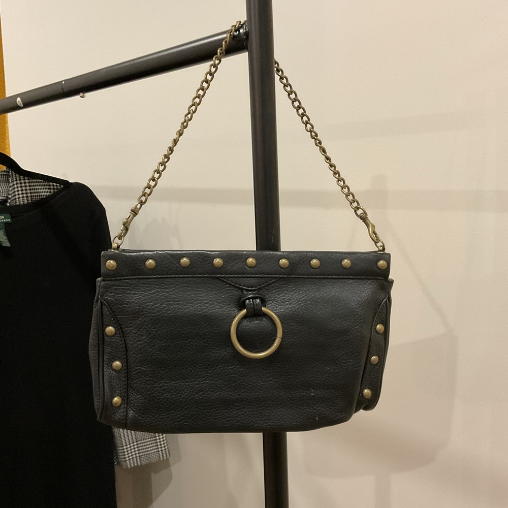 HOBO Black Leather Chain Strap Bag